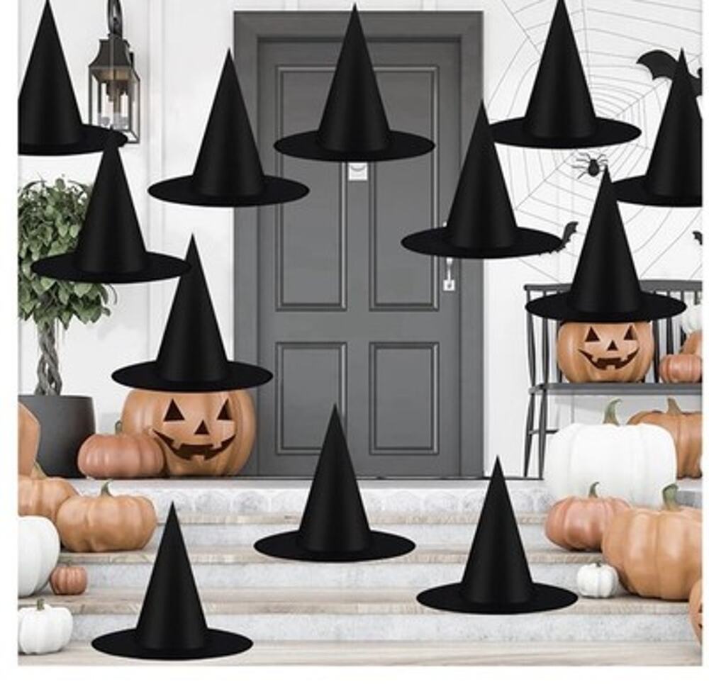 12 Pcs Halloween Decorations 15" Floating Witch Hats Wiches Hanging Decor
